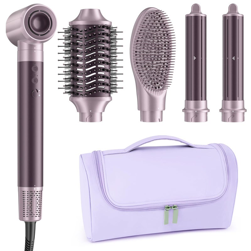 MESCOMB Dual Voltage Hair Dryer Brush for Travel  5 in 1 Air Styler with HighSpeed Blow Dryer Ionic AntiFrizz Compact Design with Travel Bag Ideal for Europe  Worldwide Use 100V240V